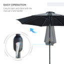 Outsunny 3(m) Patio Umbrella Outdoor Sunshade Canopy w/ Tilt & Crank Black