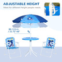 Kids Foldable Four-Piece Garden Set w/ Table, Chairs, Umbrella - Blue