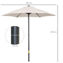 1.96m Parasol Patio Umbrella, Cream White