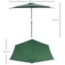 3m Half Parasol Umbrella Metal Frame Crank NO BASE INCLUDED, Green