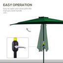 3m Half Parasol Umbrella Metal Frame Crank NO BASE INCLUDED, Green