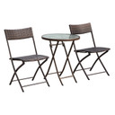 3pc Wicker Rattan Bistro Set-Brown