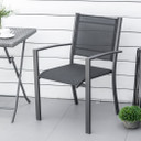 2 PCs Patio Dining Chair Outdoor Mesh Seat Bistro Chair Dark Grey