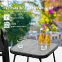 Outsunny 3PCs Bistro Set w/ Breathable Mesh Fabric & PSC Board Top Table, Black