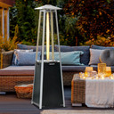 11.2KW Outdoor Patio Gas Heater Standing Pyramid Propane Heater Tower Wheels 