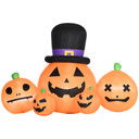  6ft Inflatable Halloween Large Pumpkin Hat with Four Small Pumpkins Blow-Up LED