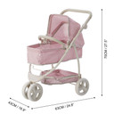 Olivia's Little World Dolls Pink Pram Stroller Pushchair For Baby Dolls OL-00009