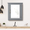 Wooden Bathroom Furniture Wall Mirrored Medicine Cabinet Grey