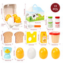 SOKA Wooden Breakfast Set 19 PCS Pretend Play Toys Toast Eggs Milk for Kids 3+