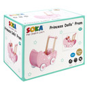 Wooden Pink Princess Doll Pram with Bedding - Ideal for Imaginative Play and Child Development - Ages 3+ - SOKA