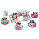 SOKA 18 Pcs Unicorn Metal Tin Kids Teapot Tea Party Set Carry Case Toy Pretend Role Play