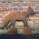 RUSTY METAL FOX Garden ornament decoration feature statue