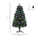  4FT Multicoloured Artificial Christmas Tree Fibre Optic Lights Star Holder 