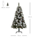 5ft Indoor Christmas Tree Artificial Berry Xmas Deco Metal Stand and 184 Tips