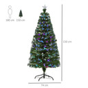 5FT Multicoloured Artificial Christmas Tree Fibre Optic Lights Star Holder 