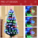 5FT Pre-Lit Artificial Christmas Tree Baubles Fibre OpticFitted Star LED Green