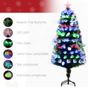 5FT Pre-Lit Artificial Christmas Tree Baubles Fibre OpticFitted Star LED Green