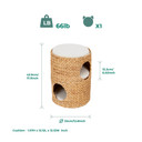 Indoor 3-Tier Wicker Scratch Tower Tree & Cat Bed House & Cushions