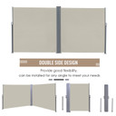 Outsunny Retractable Double Side Awning Folding Privacy Wall Corner Divider Wind Screen - 600cm x 200cm - Cream White/Grey