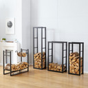 Neo Sturdy Firewood Log Rack - Black: Image showcasing the log rack in black colour, elegantly holding firewood logs off the ground