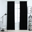 Blackout Curtains 2 pcs with Hooks Velvet Black & Antique Pink 140x175 cm