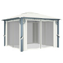 Gazebo Tent with Curtain & LED String Lights Anthrecite, Cream & Taupe