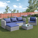 Modular Garden Corner Rattan Sofa Set - Brown/Grey