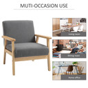 Linen Upholstered Pine Wood Accent Armchair Grey/Oak