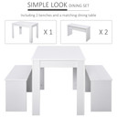 Particle Board 3-Piece Dining Set Dining Table with Benches White