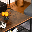 2-Tier Coffee Table, 106Lx60Wx45H cm-Wood Grain/ Black Frame Colour