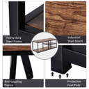 Steel Frame Industrial Style TV Stand w/ Shelf Black/Brown