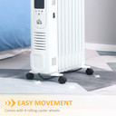 2180W Digital Oil Filled Radiator, 9 Fin, Timer, 3 Set Safety Off Remote White