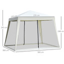 Outsunny 3x3m Outdoor Gazebo Tent W/Mesh Screen Walls-Cream white 