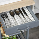 Kitchen Island Trolley w/ 4 Baskets 2 Side Racks Drawer Dark Grey