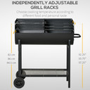 Outsunny Steel 2-Grill Charcoal BBQ w/ Wheels Black 