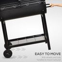 Outsunny Steel 2-Grill Charcoal BBQ w/ Wheels Black 