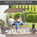 Outsunny Outdoor Love Seat Swing Chair, Steel-Beige 