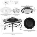 2-in-1 80cm Outdoor Fire Pit, Patio Heater with Cooking BBQ Grill