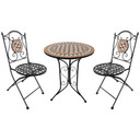 Outsunny 3 Pcs Mosaic Bistro Table Chairs Set-Black/Orange/White  