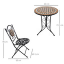 Outsunny 3 Pcs Mosaic Bistro Table Chairs Set-Black/Orange/White  