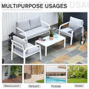 Outsunny 4-Seater Outdoor PE Rattan Table and Chairs Set White/Grey 