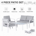 Outsunny 4-Seater Outdoor PE Rattan Table and Chairs Set White/Grey 
