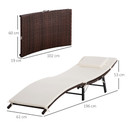 Outsunny Folding Rattan Sun Lounger, 53H cm