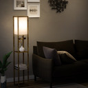 4-Tier Floor Lamp, Floor Light with Storage Shelf, Brown 3-Tier