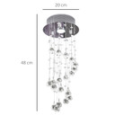 Crystal Chandelier, Spiral Rain Drop-Silver/Crystal  