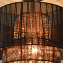 Vintage Metal Ceiling Light Chandelier with 2 Drum Shape Lampshade, Black Steel