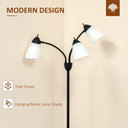 Arc Tree Floor Lamp 3 Adjustable Rotating Lights, with Steel Frame, 155cm, Black
