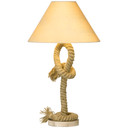 Nautical Style Table Lamp with Fabric Lampshade, Twisted Rope Beige