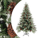 Christmas Tree with Pine Cones Green and White 120 cm to 225 cm PVC&PE