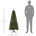 5ft Artificial Christmas Tree Holiday with Pencil Shape, Berries HOMCOM